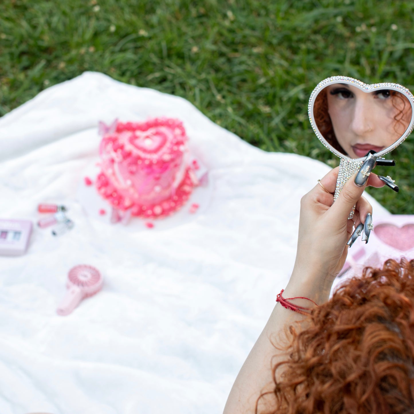 Rhinestone Heart Lash Mirror